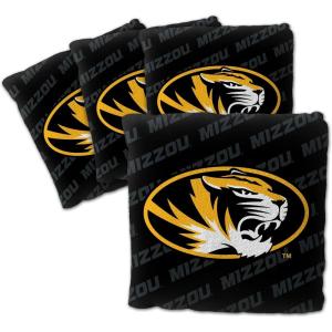 YouTheFan Officially-Licensed NCAA Set of 4 Cornhole Bags – All Weather Regulation 6” x 6” Size – 16oz Weight – Designed in USA(Missouri Tigers – Black)