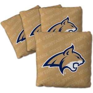YouTheFan Officially-Licensed NCAA Set of 4 Cornhole Bags – All Weather Regulation 6” x 6” Size – 16oz Weight – Designed in USA(Montana State Bobcats – Gold)