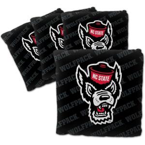 YouTheFan Officially-Licensed NCAA Set of 4 Cornhole Bags – All Weather Regulation 6” x 6” Size – 16oz Weight – Designed in USA(NC State Wolfpack – Black)