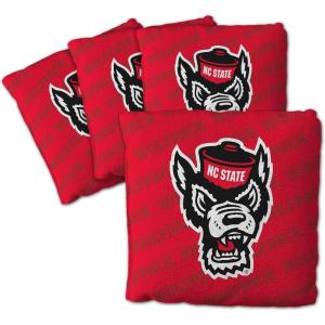 YouTheFan Officially-Licensed NCAA Set of 4 Cornhole Bags – All Weather Regulation 6” x 6” Size – 16oz Weight – Designed in USA(NC State Wolfpack – Red)