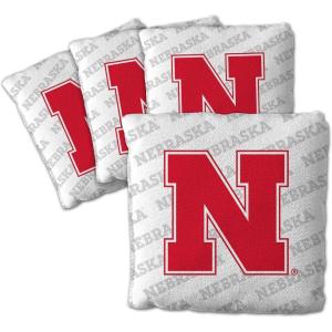 YouTheFan Officially-Licensed NCAA Set of 4 Cornhole Bags – All Weather Regulation 6” x 6” Size – 16oz Weight – Designed in USA(Nebraska Cornhuskers – White)