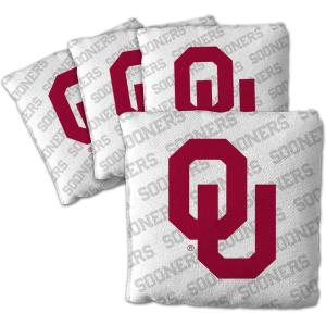 YouTheFan Officially-Licensed NCAA Set of 4 Cornhole Bags – All Weather Regulation 6” x 6” Size – 16oz Weight – Designed in USA(Oklahoma Sooners – White)