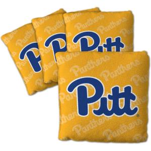 YouTheFan Officially-Licensed NCAA Set of 4 Cornhole Bags – All Weather Regulation 6” x 6” Size – 16oz Weight – Designed in USA(Pittsburgh Panthers – Yellow)