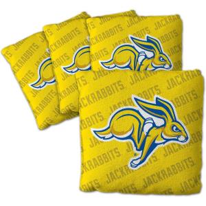 YouTheFan Officially-Licensed NCAA Set of 4 Cornhole Bags – All Weather Regulation 6” x 6” Size – 16oz Weight – Designed in USA(South Dakota State Jackrabbits – Yellow)