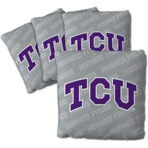 YouTheFan Officially-Licensed NCAA Set of 4 Cornhole Bags – All Weather Regulation 6” x 6” Size – 16oz Weight – Designed in USA(TCU Horned Frogs – Grey)