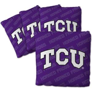 YouTheFan Officially-Licensed NCAA Set of 4 Cornhole Bags – All Weather Regulation 6” x 6” Size – 16oz Weight – Designed in USA(TCU Horned Frogs – Purple)