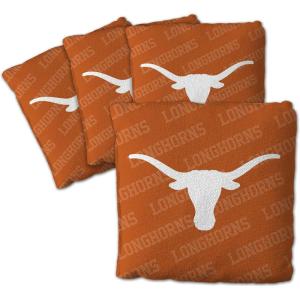 YouTheFan Officially-Licensed NCAA Set of 4 Cornhole Bags – All Weather Regulation 6” x 6” Size – 16oz Weight – Designed in USA(Texas Longhorns – Orange)