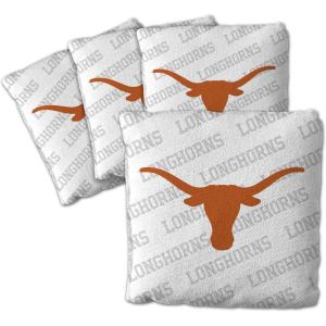 YouTheFan Officially-Licensed NCAA Set of 4 Cornhole Bags – All Weather Regulation 6” x 6” Size – 16oz Weight – Designed in USA(Texas Longhorns – White)