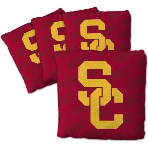 YouTheFan Officially-Licensed NCAA Set of 4 Cornhole Bags – All Weather Regulation 6” x 6” Size – 16oz Weight – Designed in USA(USC Trojans – Red)