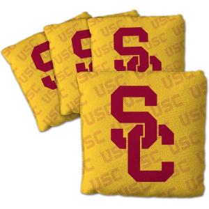 YouTheFan Officially-Licensed NCAA Set of 4 Cornhole Bags – All Weather Regulation 6” x 6” Size – 16oz Weight – Designed in USA(USC Trojans – Yellow)