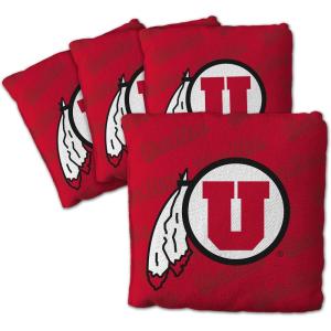 YouTheFan Officially-Licensed NCAA Set of 4 Cornhole Bags – All Weather Regulation 6” x 6” Size – 16oz Weight – Designed in USA(Utah Utes – Red)