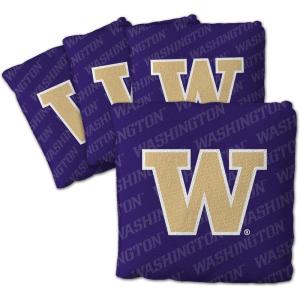 YouTheFan Officially-Licensed NCAA Set of 4 Cornhole Bags – All Weather Regulation 6” x 6” Size – 16oz Weight – Designed in USA(Washington Huskies – Purple)