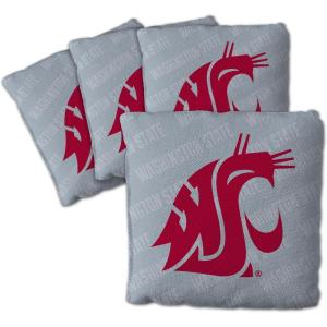 YouTheFan Officially-Licensed NCAA Set of 4 Cornhole Bags – All Weather Regulation 6” x 6” Size – 16oz Weight – Designed in USA(Washington State Cougars – Grey)