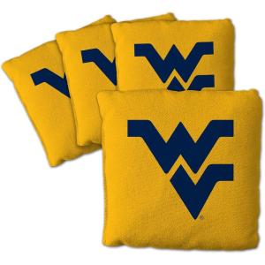YouTheFan Officially-Licensed NCAA Set of 4 Cornhole Bags – All Weather Regulation 6” x 6” Size – 16oz Weight – Designed in USA(West Virginia Mountaineers – Yellow)