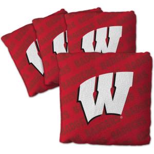 YouTheFan Officially-Licensed NCAA Set of 4 Cornhole Bags – All Weather Regulation 6” x 6” Size – 16oz Weight – Designed in USA(Wisconsin Badgers – Red)