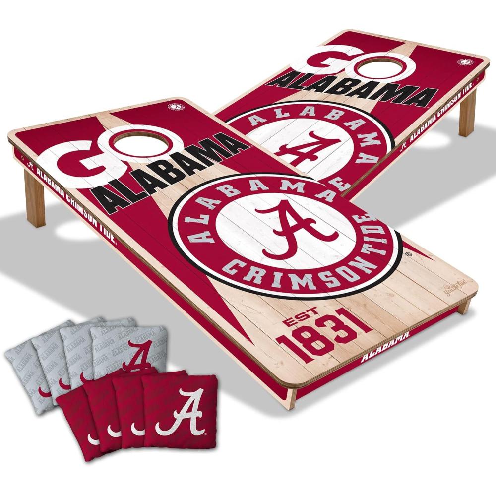 imageYouTheFan NCAA 2 x 4 Professional Wood Cornhole Game with Logo BagsAlabama Crimson Tide