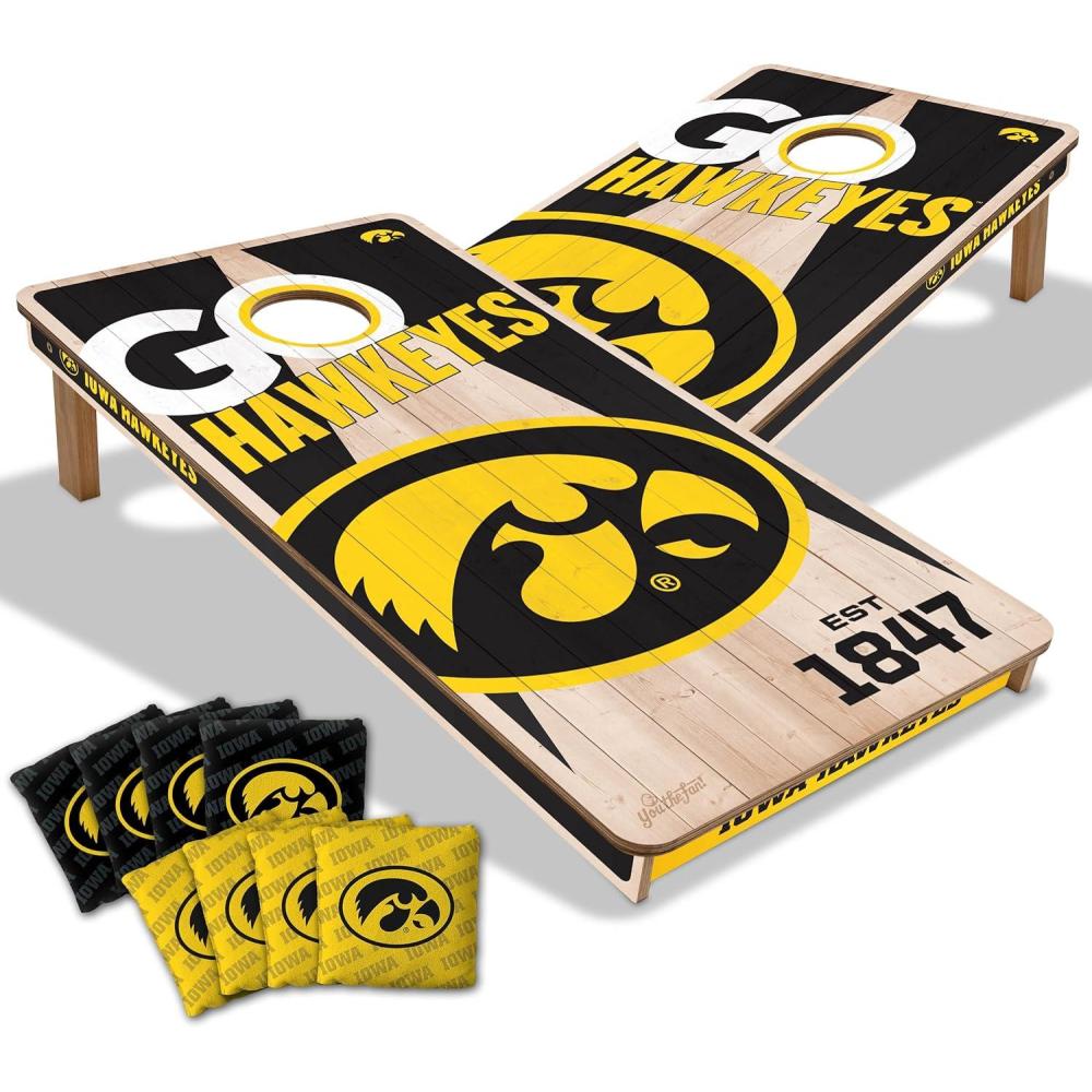 imageYouTheFan NCAA 2 x 4 Professional Wood Cornhole Game with Logo BagsIowa Hawkeyes