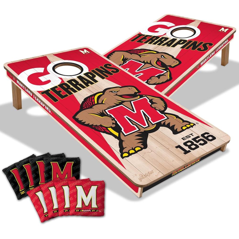 imageYouTheFan NCAA 2 x 4 Professional Wood Cornhole Game with Logo BagsMaryland Terrapins
