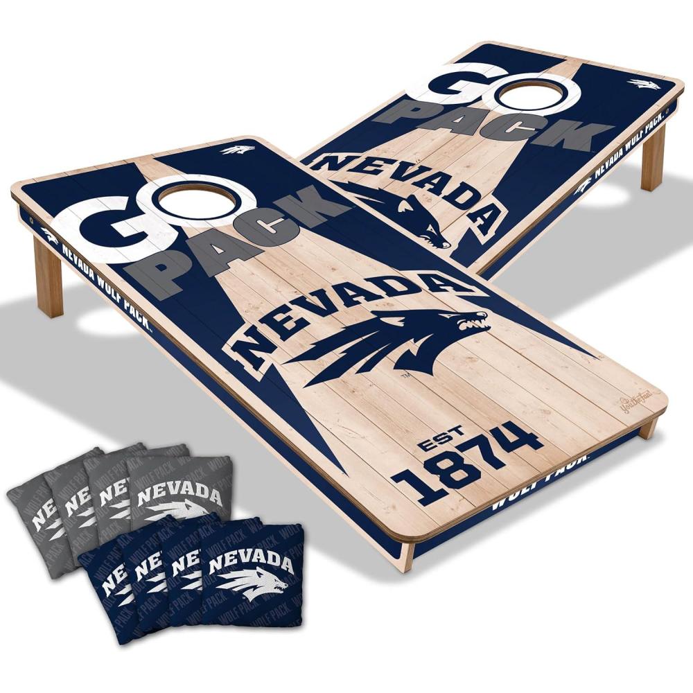 imageYouTheFan NCAA 2 x 4 Professional Wood Cornhole Game with Logo BagsNevada Wolf Pack