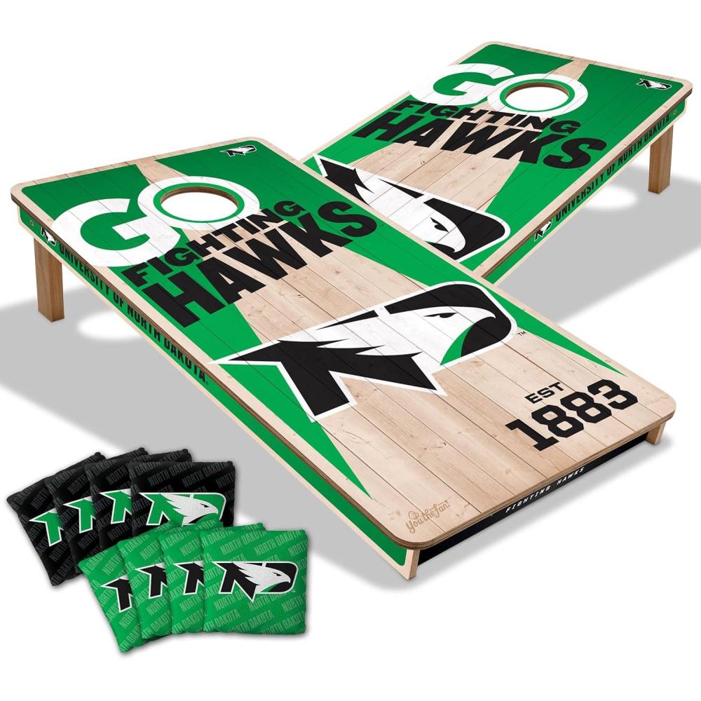 imageYouTheFan NCAA 2 x 4 Professional Wood Cornhole Game with Logo BagsNorth Dakota Fighting Hawk