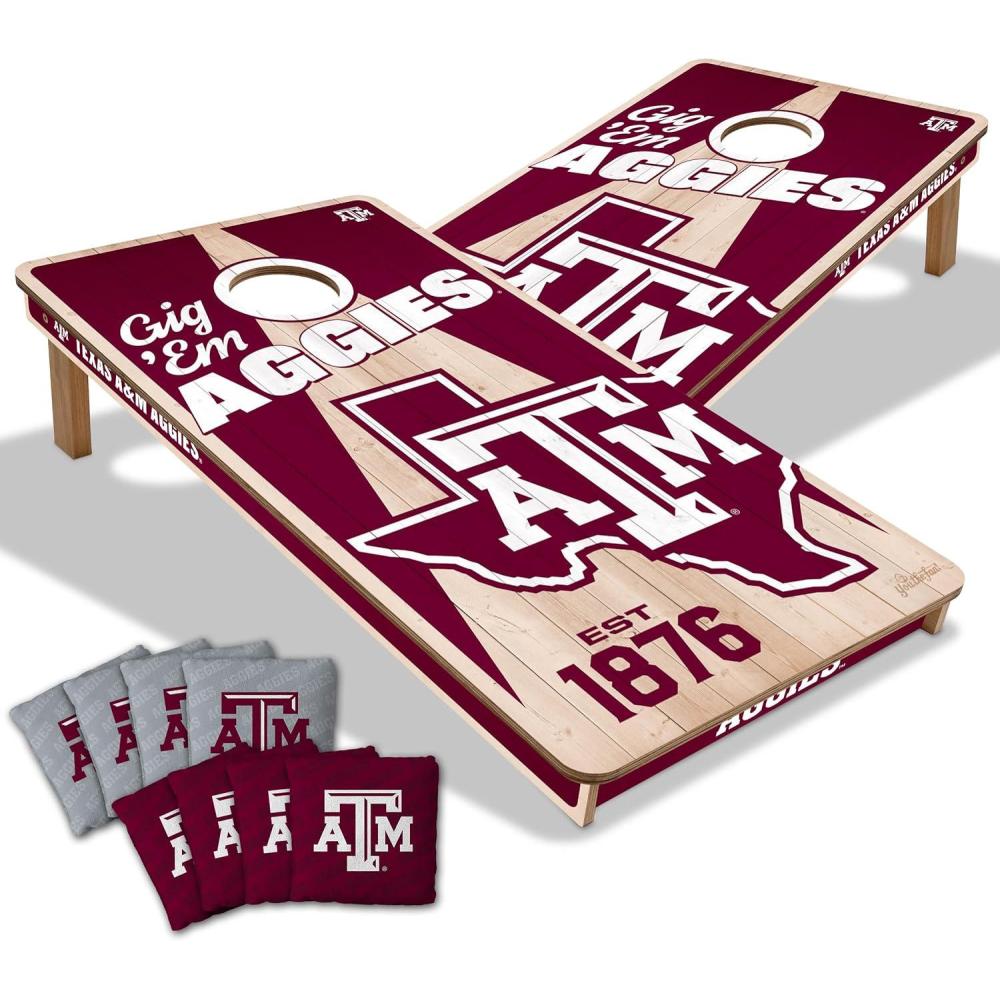 imageYouTheFan NCAA 2 x 4 Professional Wood Cornhole Game with Logo BagsTexas AM Aggies