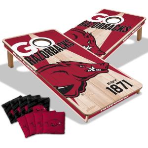 YouTheFan NCAA 2’ x 4’ Professional Wood Cornhole Game with Logo Bags(Arkansas Razorbacks)