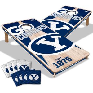 YouTheFan NCAA 2’ x 4’ Professional Wood Cornhole Game with Logo Bags(BYU Cougars)
