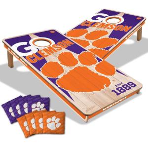 YouTheFan NCAA 2’ x 4’ Professional Wood Cornhole Game with Logo Bags(Clemson Tigers)