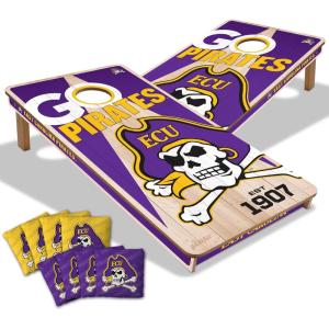 YouTheFan NCAA 2’ x 4’ Professional Wood Cornhole Game with Logo Bags(East Carolina Pirates)