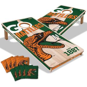 YouTheFan NCAA 2’ x 4’ Professional Wood Cornhole Game with Logo Bags(Florida A&M Rattlers)