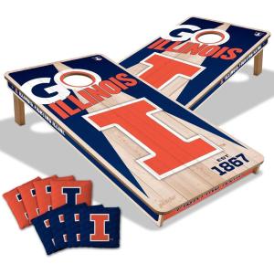 YouTheFan NCAA 2’ x 4’ Professional Wood Cornhole Game with Logo Bags(Illinois Fighting Illini)