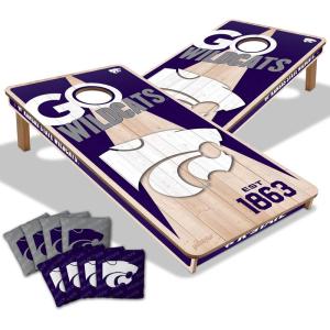 YouTheFan NCAA 2’ x 4’ Professional Wood Cornhole Game with Logo Bags(Kansas State Wildcats)
