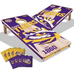 YouTheFan NCAA 2’ x 4’ Professional Wood Cornhole Game with Logo Bags(LSU Tigers)