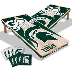 YouTheFan NCAA 2’ x 4’ Professional Wood Cornhole Game with Logo Bags(Michigan State Spartans)