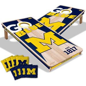 YouTheFan NCAA 2’ x 4’ Professional Wood Cornhole Game with Logo Bags(Michigan Wolverines)