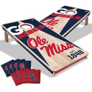 YouTheFan NCAA 2’ x 4’ Professional Wood Cornhole Game with Logo Bags(Mississippi Rebels)