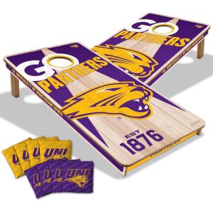 YouTheFan NCAA 2’ x 4’ Professional Wood Cornhole Game with Logo Bags(Northern Iowa Panthers)