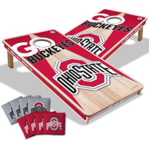 YouTheFan NCAA 2’ x 4’ Professional Wood Cornhole Game with Logo Bags(Ohio State Buckeyes)