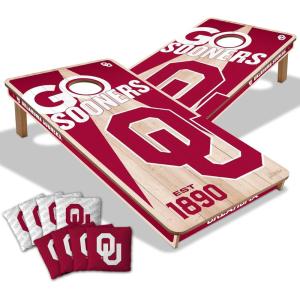 YouTheFan NCAA 2’ x 4’ Professional Wood Cornhole Game with Logo Bags(Oklahoma Sooners)