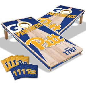 YouTheFan NCAA 2’ x 4’ Professional Wood Cornhole Game with Logo Bags(Pittsburgh Panthers)