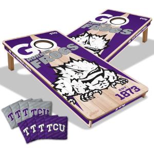 YouTheFan NCAA 2’ x 4’ Professional Wood Cornhole Game with Logo Bags(TCU Horned Frogs)