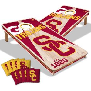 YouTheFan NCAA 2’ x 4’ Professional Wood Cornhole Game with Logo Bags(USC Trojans)