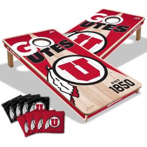 YouTheFan NCAA 2’ x 4’ Professional Wood Cornhole Game with Logo Bags(Utah Utes)