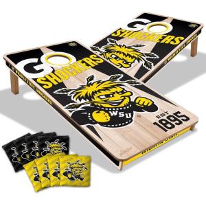 YouTheFan NCAA 2’ x 4’ Professional Wood Cornhole Game with Logo Bags(Wichita State Shockers)