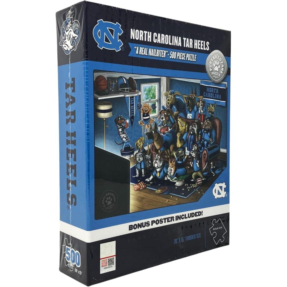 image:imageYouTheFan NFL North Carolina Tar Heels Purebred Fans A Real Nailbiter 500pc Puzzle amp Bonus Poster Team Colors 15 X 20