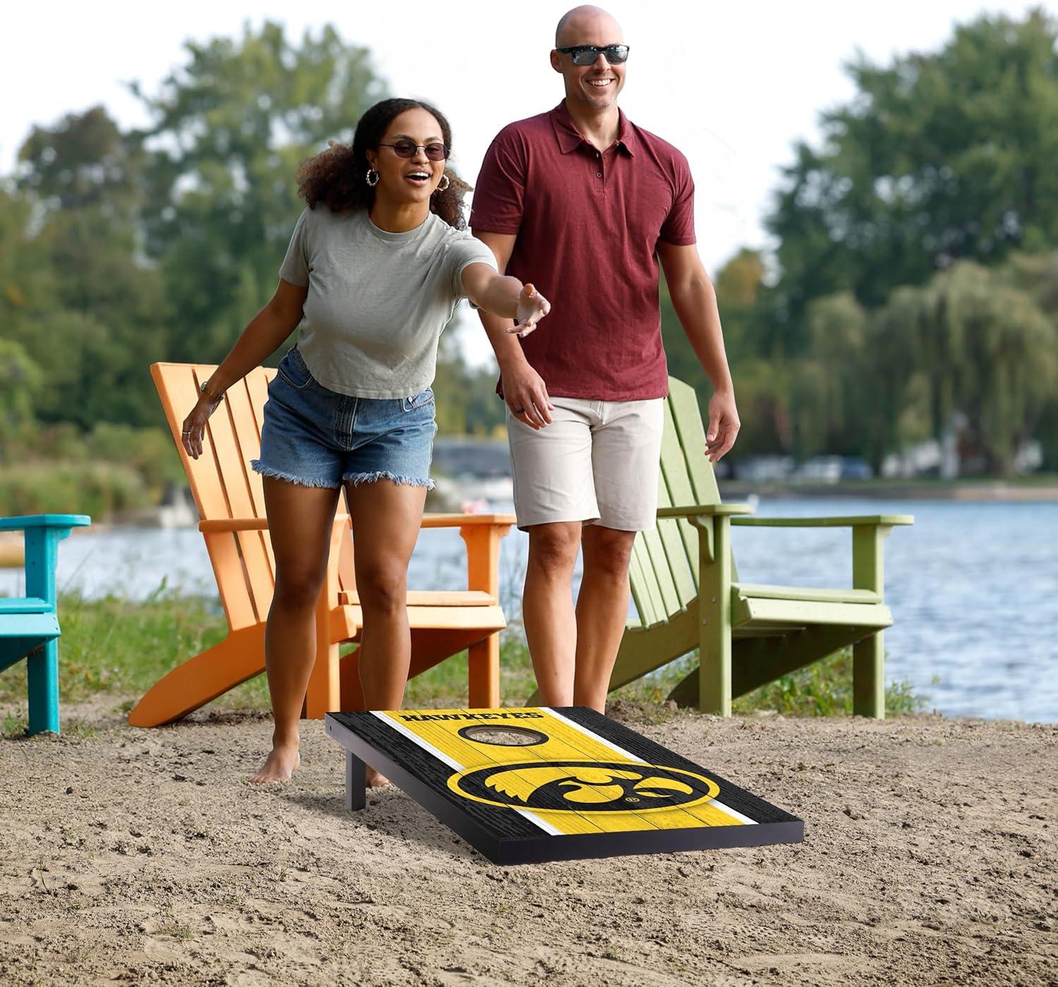 image:imageYouTheFan NCAA 2 x 3 Portable Cornhole Game with Logo BagsIowa Hawkeyes