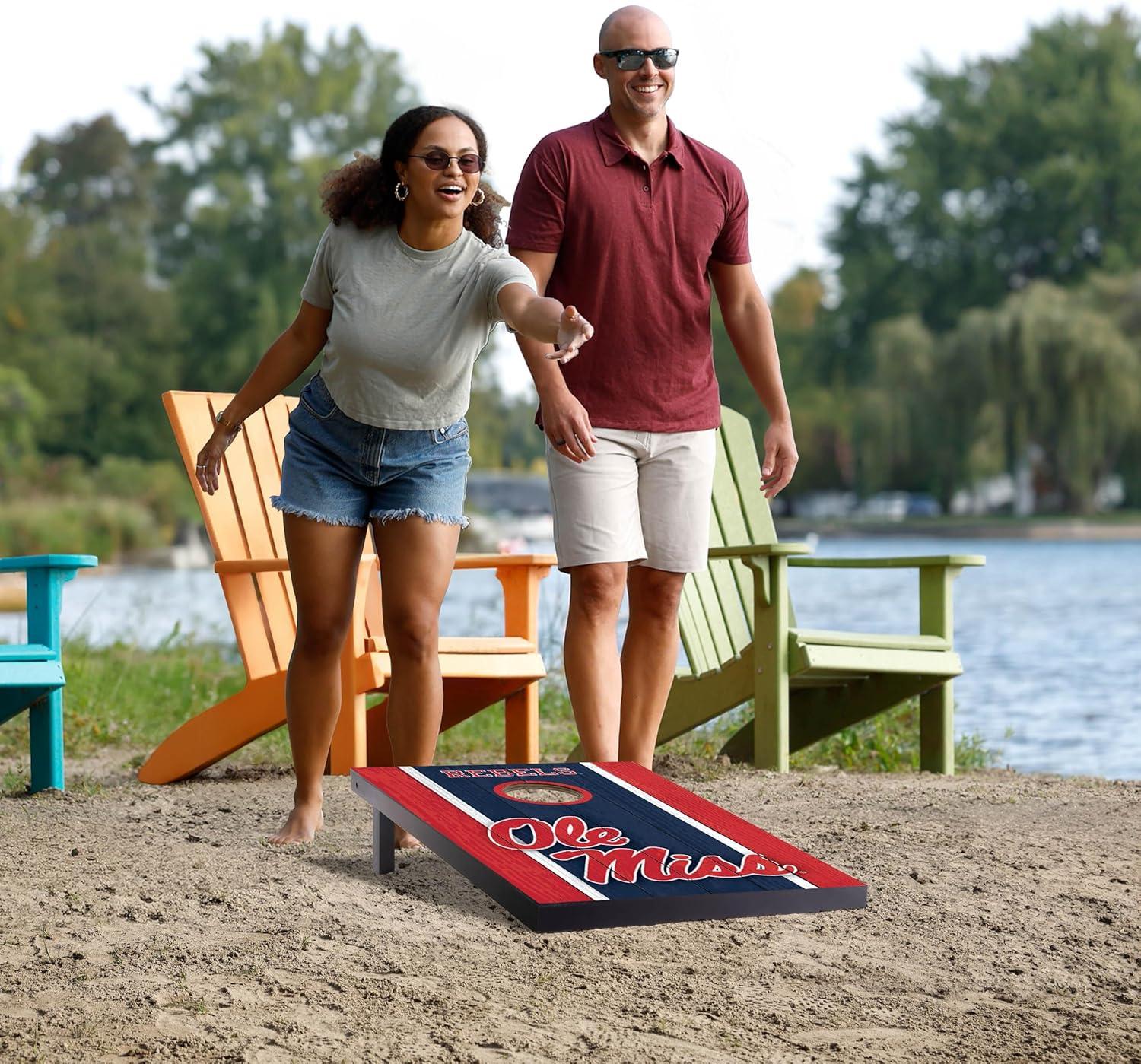 image:imageYouTheFan NCAA 2 x 3 Portable Cornhole Game with Logo BagsMississippi Rebels
