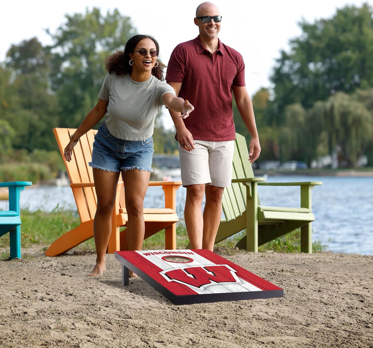 image:imageYouTheFan NCAA 2 x 3 Portable Cornhole Game with Logo BagsWisconsin Badgers