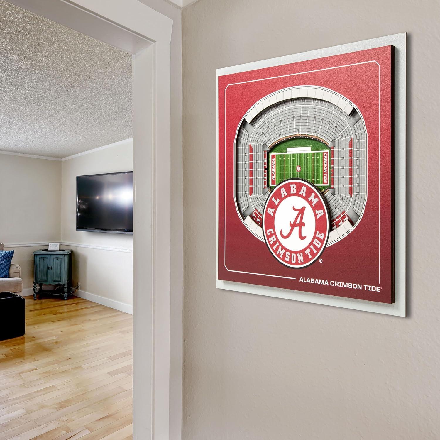 image:imageYouTheFan Officiallylicensed NCAA Stadium Series 3D Wall Art multilayer team stadium replica detailed sports fan gift indoor decorAlabama Crimson Tide