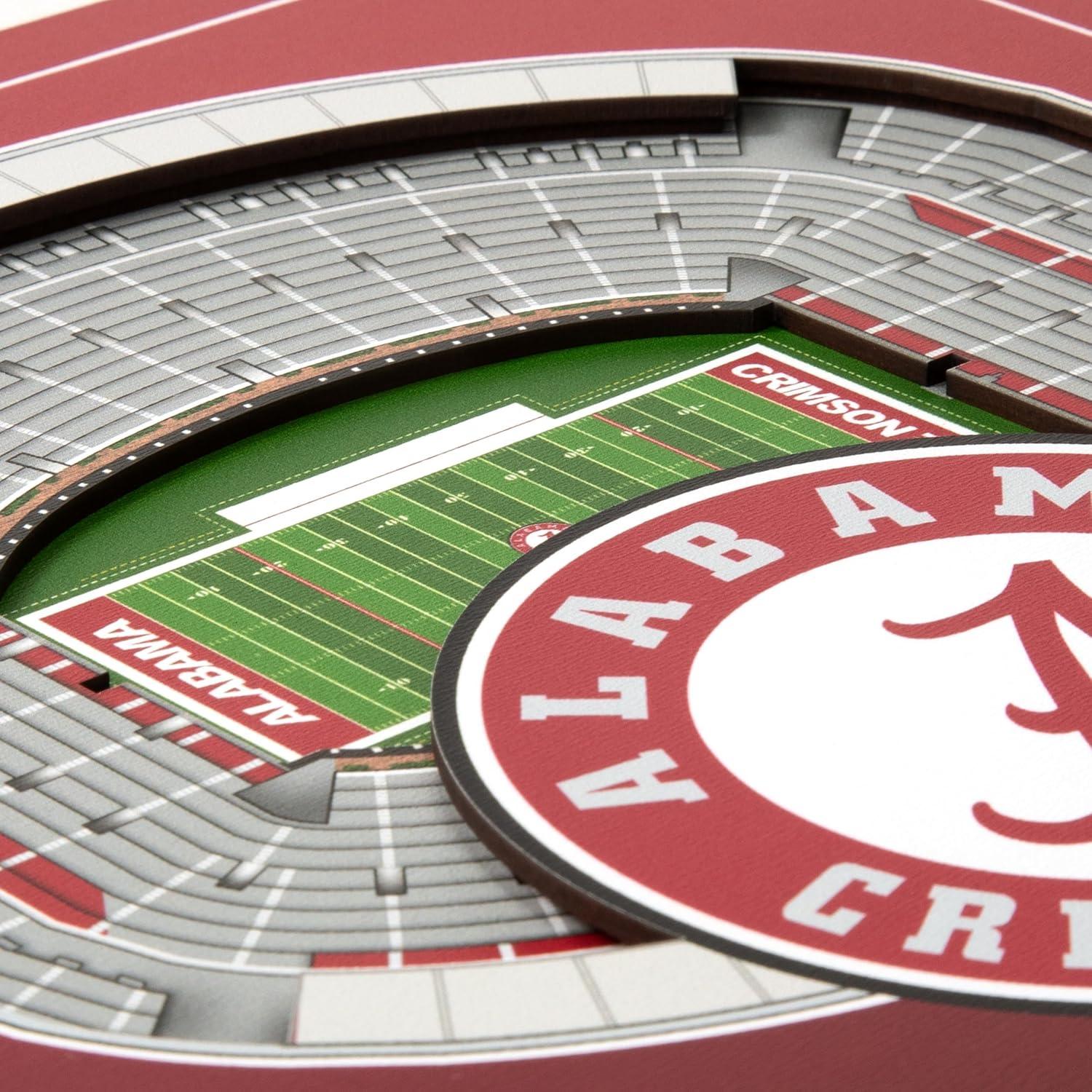 image:imageYouTheFan Officiallylicensed NCAA Stadium Series 3D Wall Art multilayer team stadium replica detailed sports fan gift indoor decorAlabama Crimson Tide